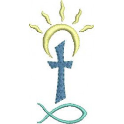 Stickdatei - Kreuz Sonne Fisch